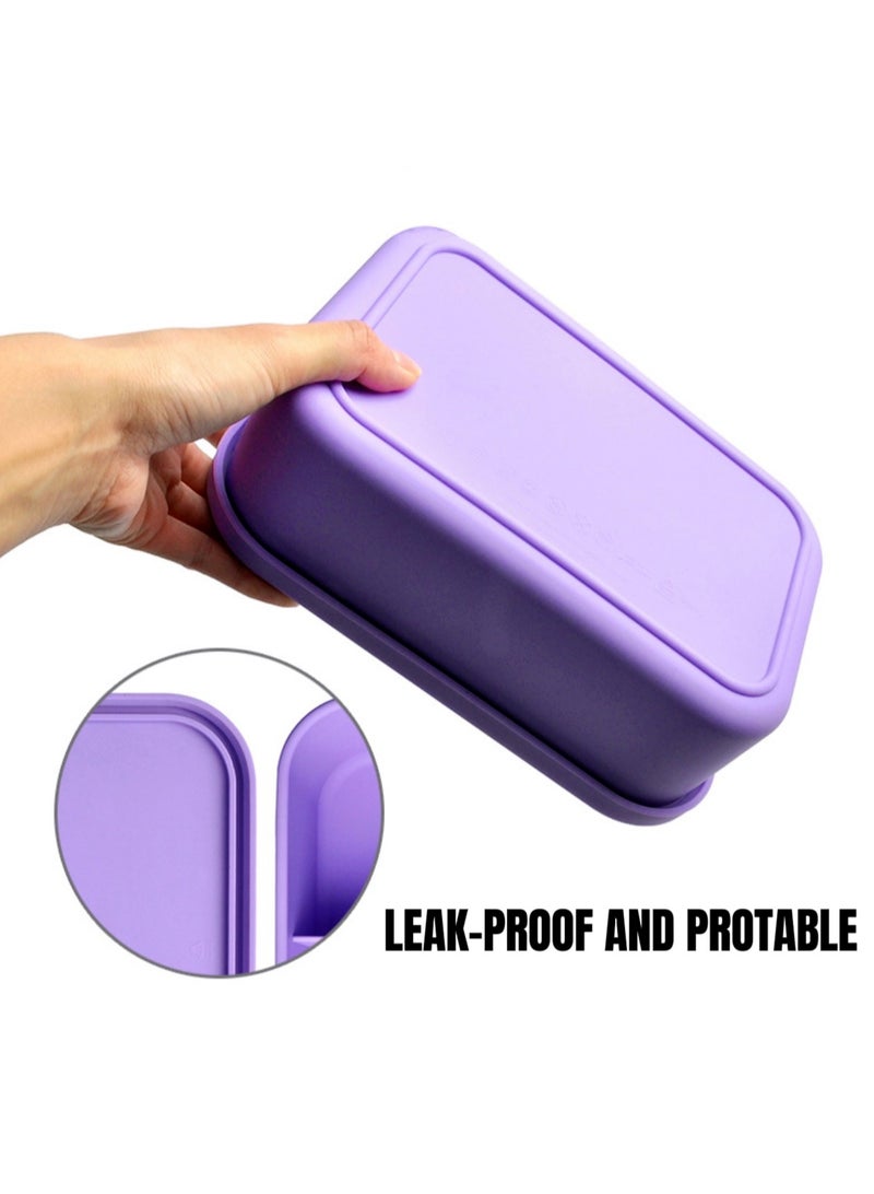 Jewelives 100% Food Grade Leak-Proof Silicone Colourful Bento Box Lunchbox, For Child And Adult, 3 Compartment, Choose from 2 Colors, BPA Free, Leak-proof, Portable  - Image 4