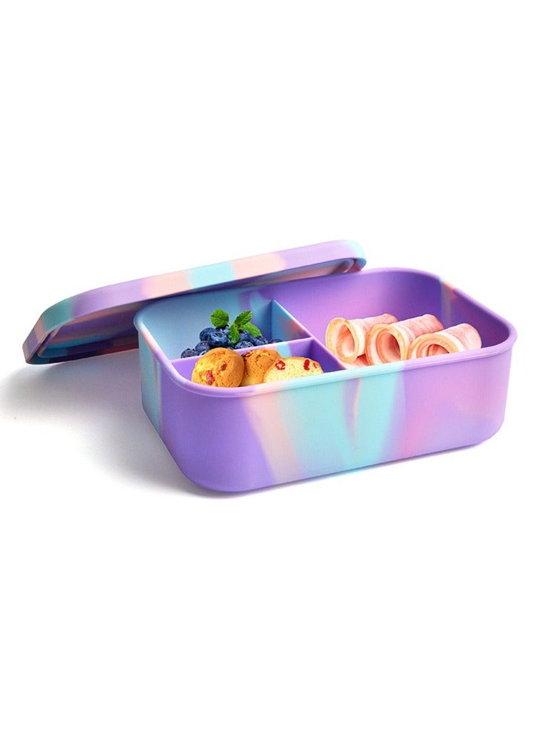 Jewelives 100% Food Grade Leak-Proof Silicone Colourful Bento Box Lunchbox, For Child And Adult, 3 Compartment, Choose from 2 Colors, BPA Free, Leak-proof, Portable  - Image 2