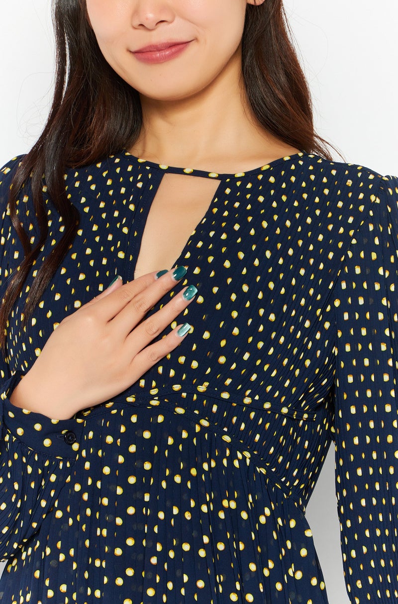 Michael Kors Women Allover Print Midi Dress, Navy Combo - Image 3