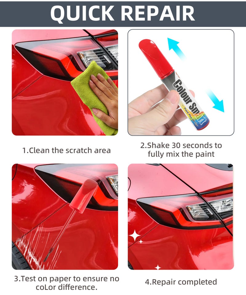 VARGTR Touch Up Paint Pen for Cars,Car Scratch Repair Pen,Car Accessories Car Touch Up Fill Paint Pen,Car Remover Scratch Paint Pen,Automotive Touch Up Paint for Erase Car Scratches (Red) - Image 5