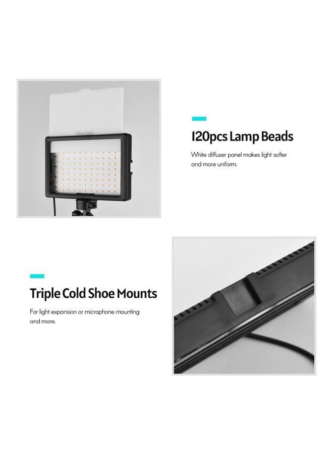 اليشمك مجموعة مصابيح LED بمنفذ USB لتصوير الفيديو مكونة من 3 قطع أسود - Image 4