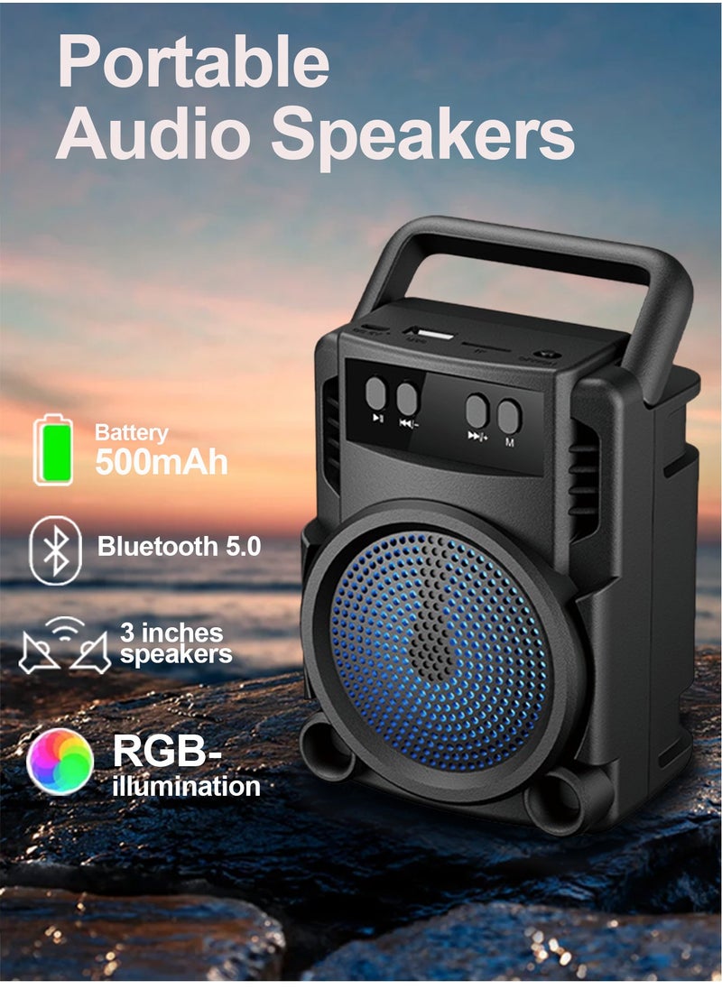 GREATNICE Wireless Bluetooth Speaker, Portable Speaker  USB Charger, Bass/FM Radio/TWS 3 Inch, Lightweight Handle for Home Party Outdoor Beach, Black  - Image 2