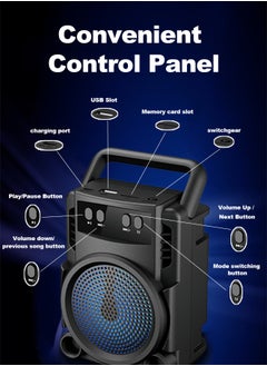 GREATNICE Wireless Bluetooth Speaker, Portable Speaker  USB Charger, Bass/FM Radio/TWS 3 Inch, Lightweight Handle for Home Party Outdoor Beach, Black  - Image 4