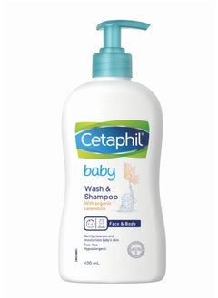Cetaphil Baby Gentle Cleanser Moisturizer Foaming Wash and Shampoo with Organic Calendula 400ml  - Image 1