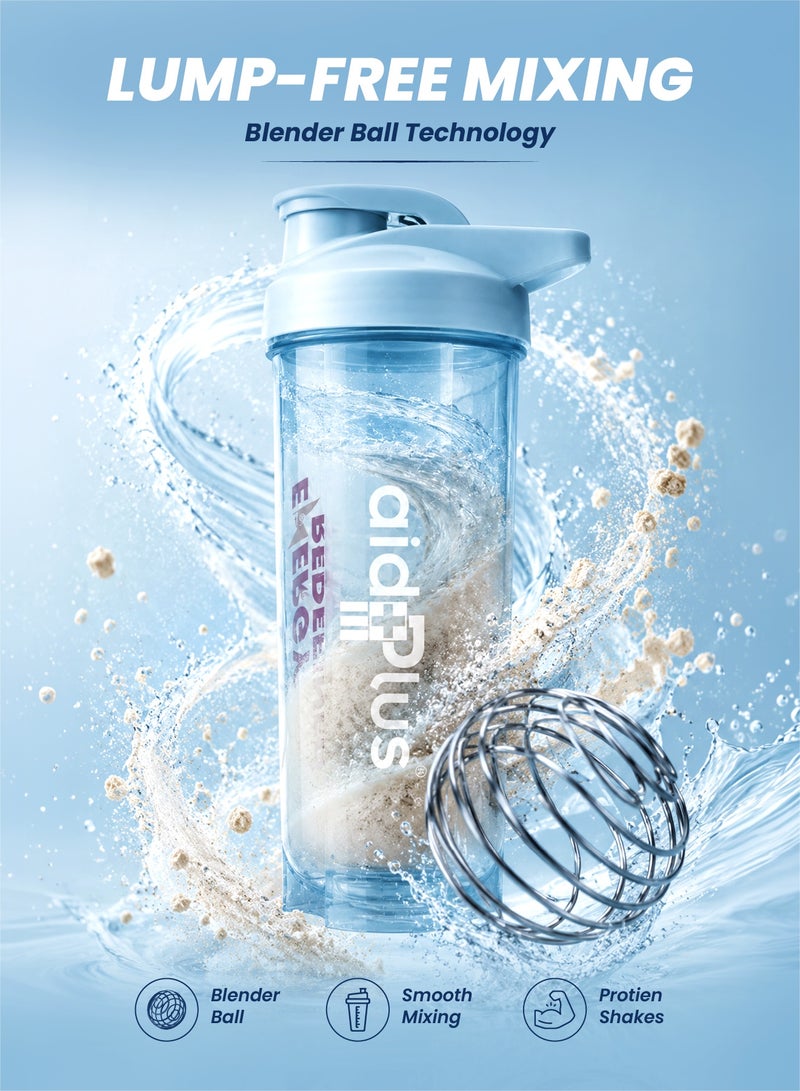 Aid Plus Sport Shaker Bottle 700ml with Bag | BPA-Free Protein Blender Bottle | Leak-Proof Gym Bottle with Click Closure & Blender Ball - Image 3