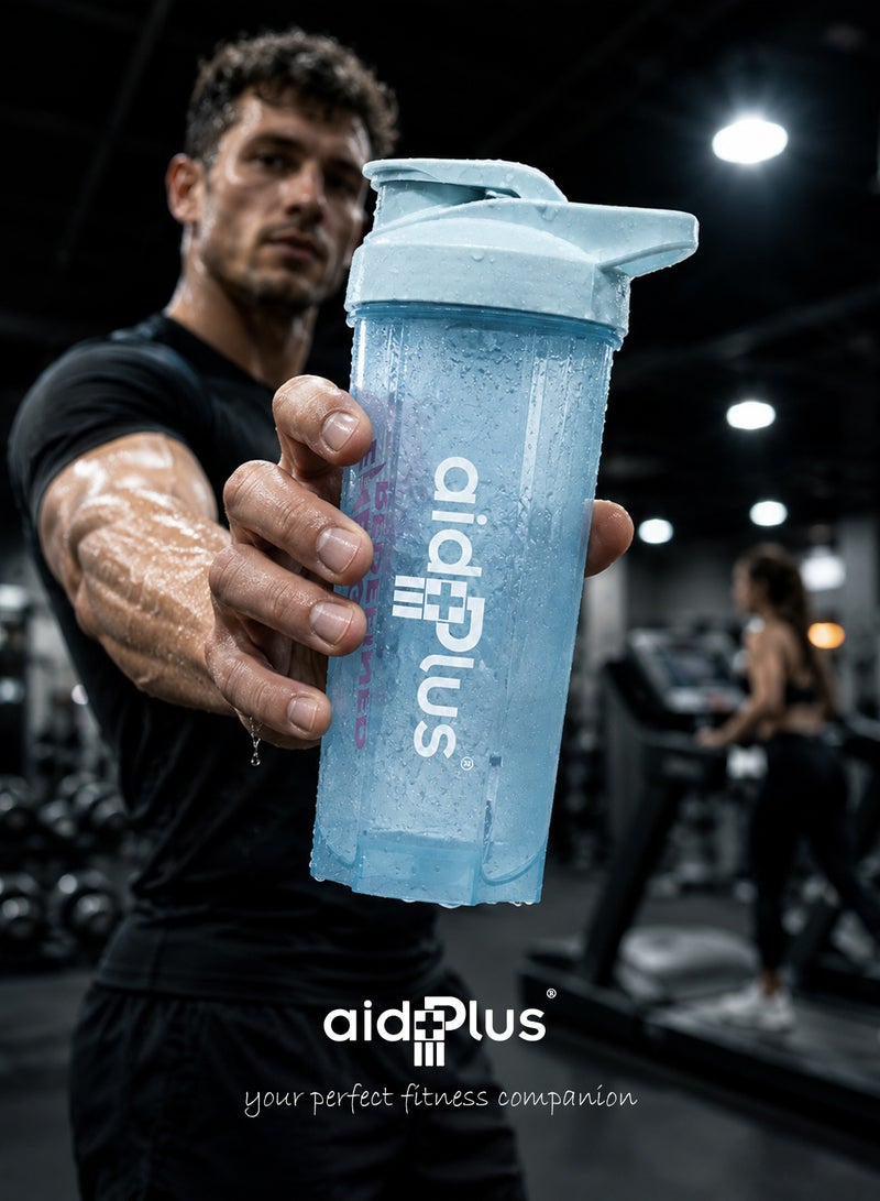 Aid Plus Sport Shaker Bottle 700ml with Bag | BPA-Free Protein Blender Bottle | Leak-Proof Gym Bottle with Click Closure & Blender Ball - Image 5
