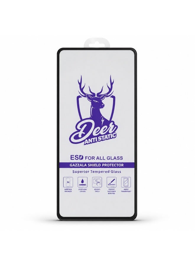 دير DEER واقي شاشة زجاجي مقسى كامل التغطية "درع الغزالة" مضاد للاستاتيكية والغبار لهاتف سامسونج جالكسي A51 - أسود - Image 2