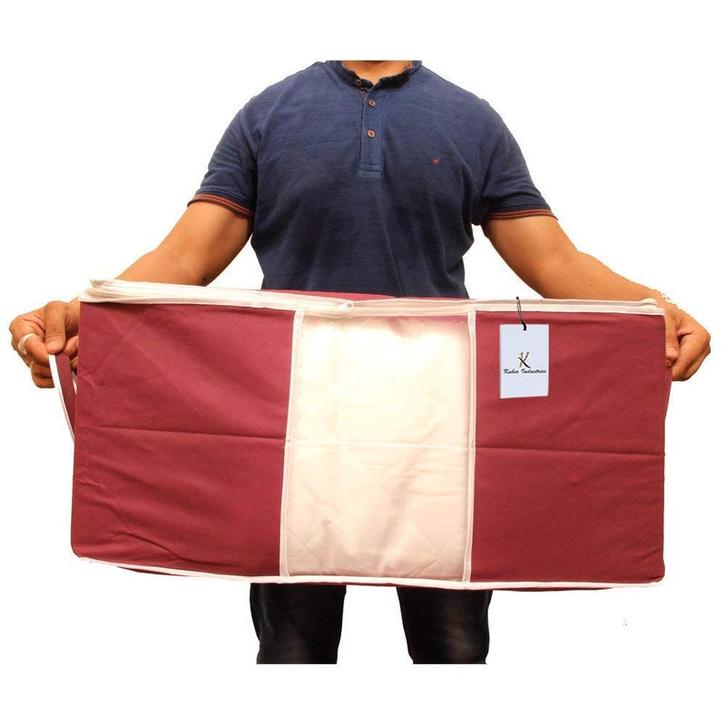 Kuber Industries 2 Piece Non Woven Underbed Storage Organiser Set Extra Large Maroon and Royal Blue CTSN077 - Image 5