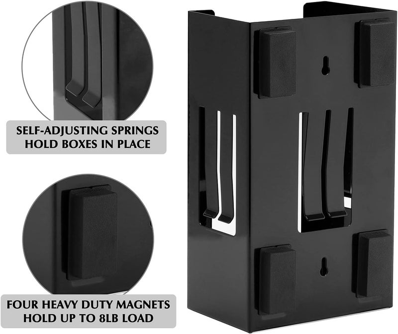 EMENTOL 4PCS Magnetic Glove/Tissue Dispenser Holder Set, Black Glove Dispenser Wall Mount, Mount Onto Tool Box or in Workshops - Image 2