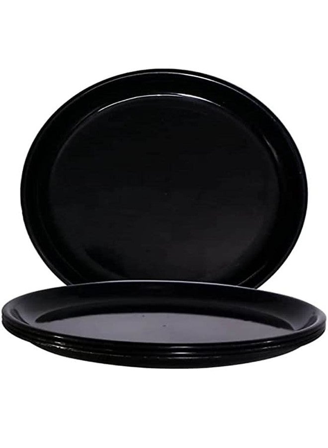 AWICKTIK Black Round Glossy Plain Design (11 Inch) Dinner Lunch Plates (Pack of 3) Dinner Plate (Pack of 3, Microwave Safe) - Image 1