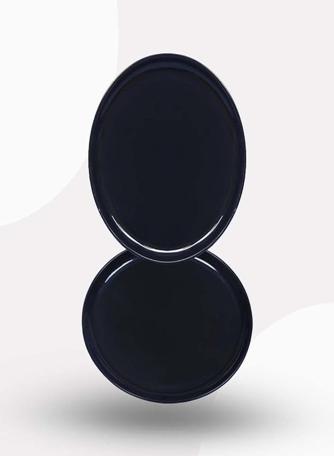 AWICKTIK Black Round Glossy Plain Design (11 Inch) Dinner Lunch Plates (Pack of 3) Dinner Plate (Pack of 3, Microwave Safe) - Image 3