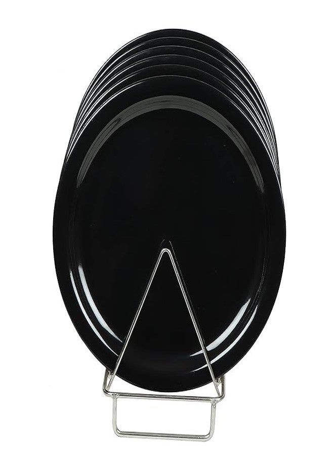 AWICKTIK Black Round Glossy Plain Design (11 Inch) Dinner Lunch Plates (Pack of 3) Dinner Plate (Pack of 3, Microwave Safe) - Image 5
