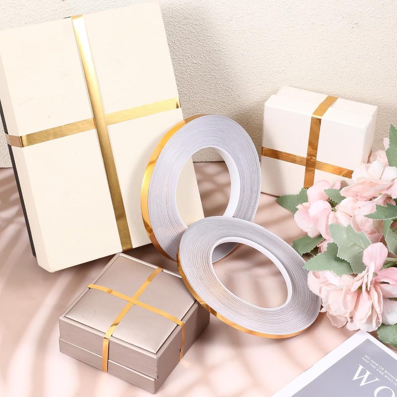 CYUTA Golden Tape (1CM x 50M) - Self-Adhesive Tiles Gap Foil Line Border Tape| Mirror Finish| DIY Craft| Decorative Floor Sealing Strip, Seam Sticker, Golden Patti for Home, Wall, Ceiling & Cabinet. - Image 4