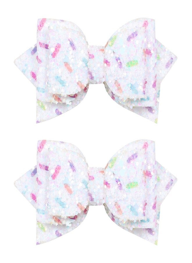 Miroksh Glitter Sprinkle Birthday Gift Hair Bows 3" Small Cute Sparkling Confetti Bow Hair Clip Barrettes Grips 1st Birthday Party Dress Decor Accessory for Baby Teens Toddler Girls - Image 1