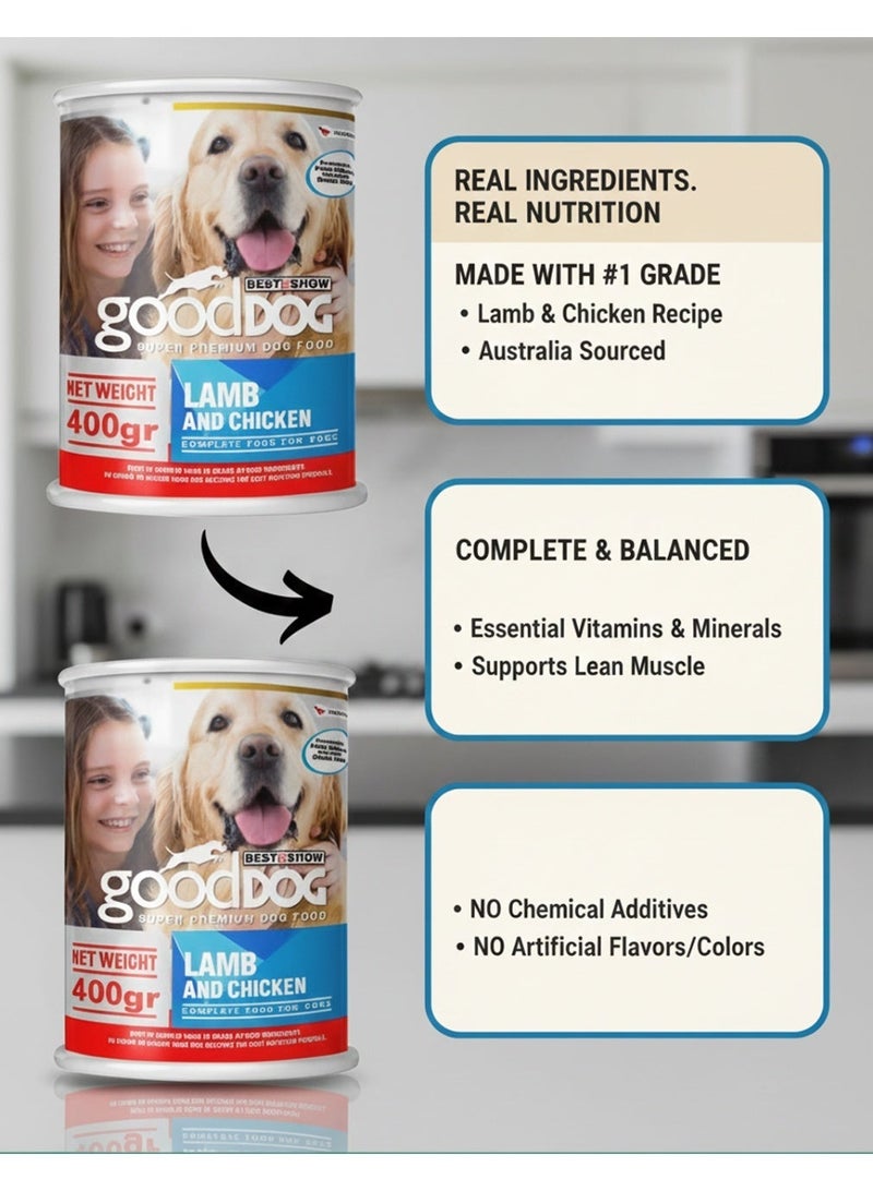 Good Dog Lamb and Chicken Wet Dog Food Canned Meat for All Life Stages - 400g - Image 2