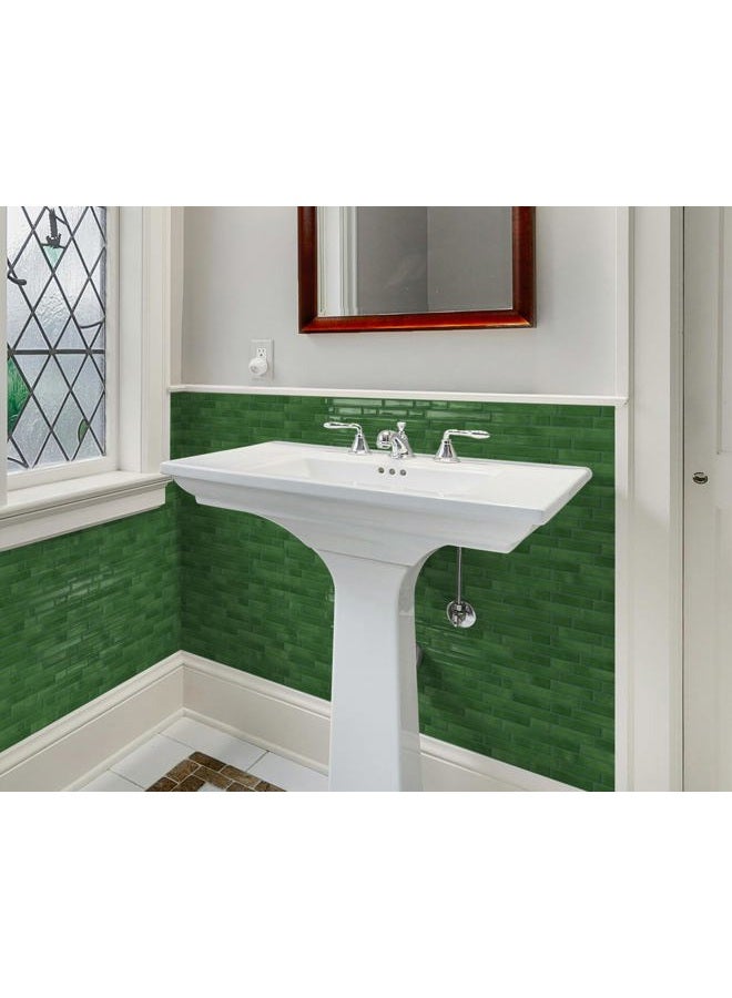 Tiwoos Adhesive Tiles, Green, Thicker 3D Wall Tiles, Adhesive Tiles, Self-Adhesive Dark Green, Kitchen, Pack of 10 (30.5 x 30.5 cm) - Image 5