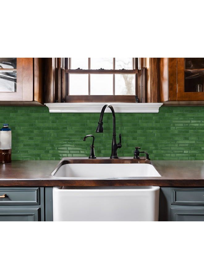 Tiwoos Adhesive Tiles, Green, Thicker 3D Wall Tiles, Adhesive Tiles, Self-Adhesive Dark Green, Kitchen, Pack of 10 (30.5 x 30.5 cm) - Image 4