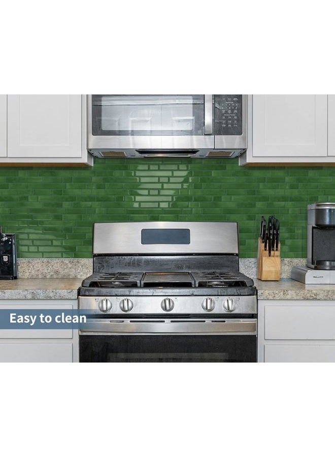 Tiwoos Adhesive Tiles, Green, Thicker 3D Wall Tiles, Adhesive Tiles, Self-Adhesive Dark Green, Kitchen, Pack of 10 (30.5 x 30.5 cm) - Image 3