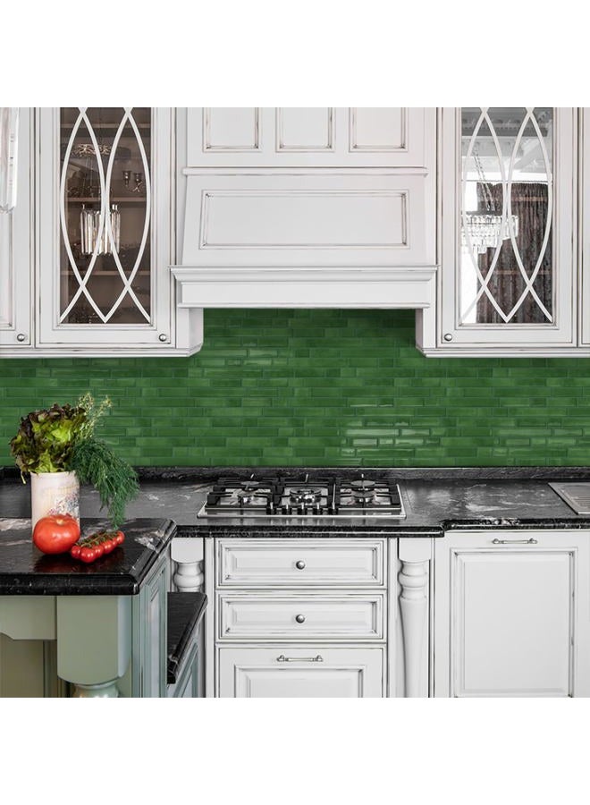 Tiwoos Adhesive Tiles, Green, Thicker 3D Wall Tiles, Adhesive Tiles, Self-Adhesive Dark Green, Kitchen, Pack of 10 (30.5 x 30.5 cm) - Image 2