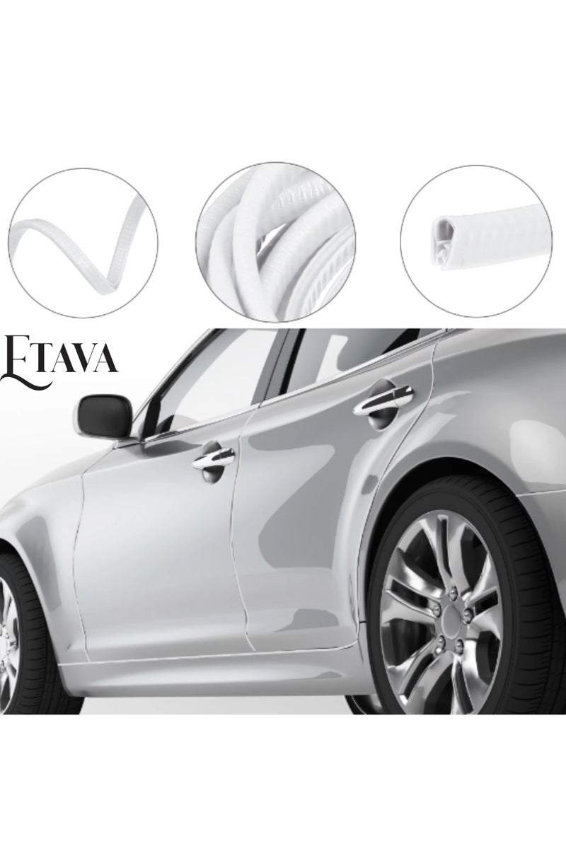ETAVA Car Door Edge Guards (5 Meter) | U Shape Car Door Edge Trim | Universal Fit Rubber Seal Protector – No Glue Required – White - Image 2