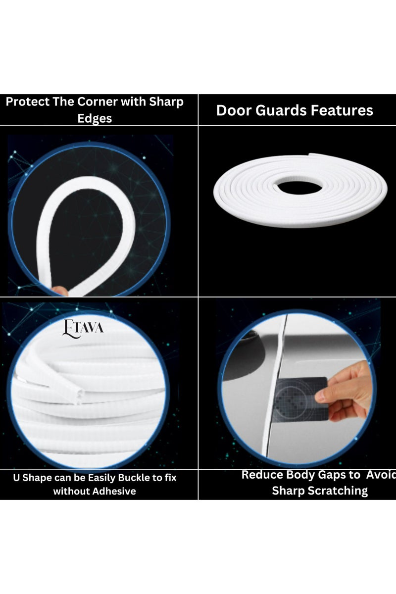 ETAVA Car Door Edge Guards (5 Meter) | U Shape Car Door Edge Trim | Universal Fit Rubber Seal Protector – No Glue Required – White - Image 4