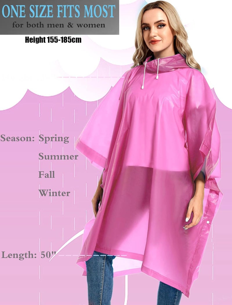HACER Eva Poncho Raincoat Transparent Hooded Water Resistant Rain Standard Length Jacket with Sleeves for Women Men Camping Rainy Season Travel-Pink, Free Size - Image 5