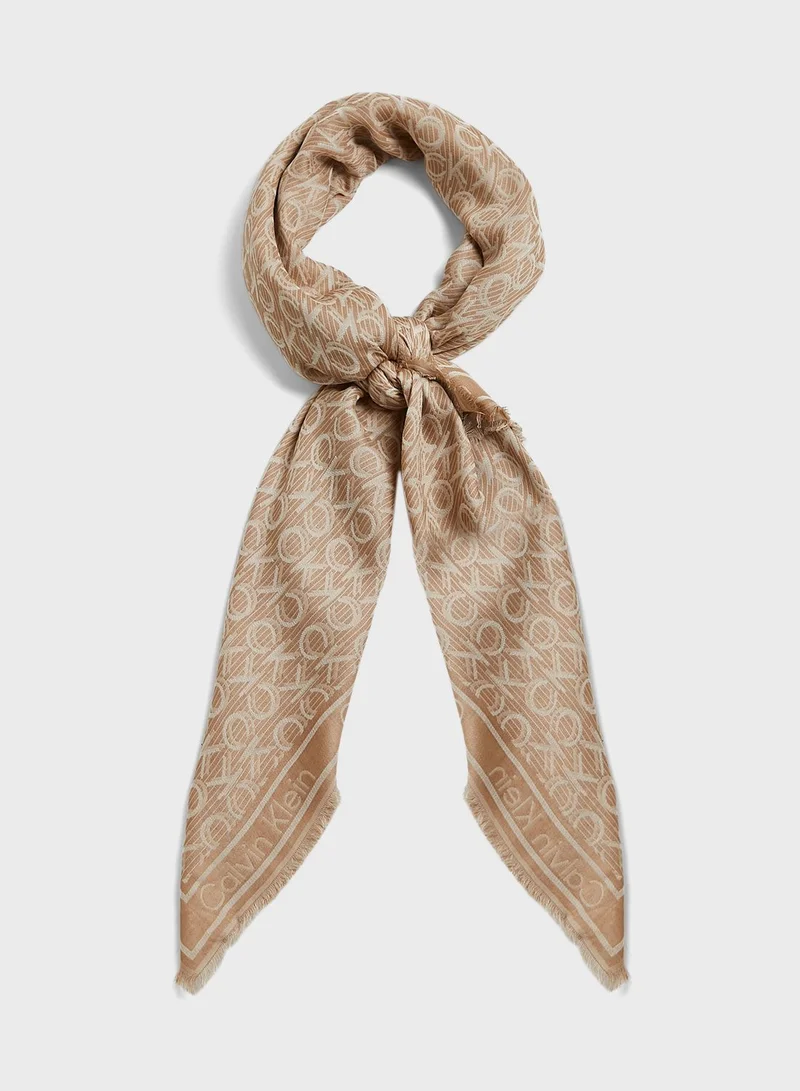 CALVIN KLEIN Monogram Jacquard Scarf 120X120
