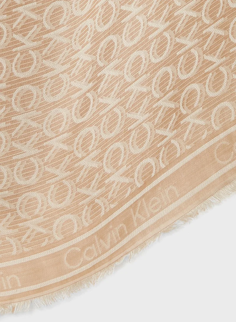 CALVIN KLEIN Monogram Jacquard Scarf 120X120