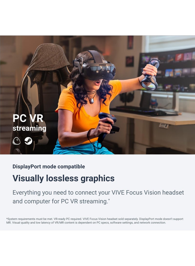 HTC Vive Wired PC Streaming Kit for Vive Focus Vision VR Headset – DisplayPort Mode Compatible - Image 3