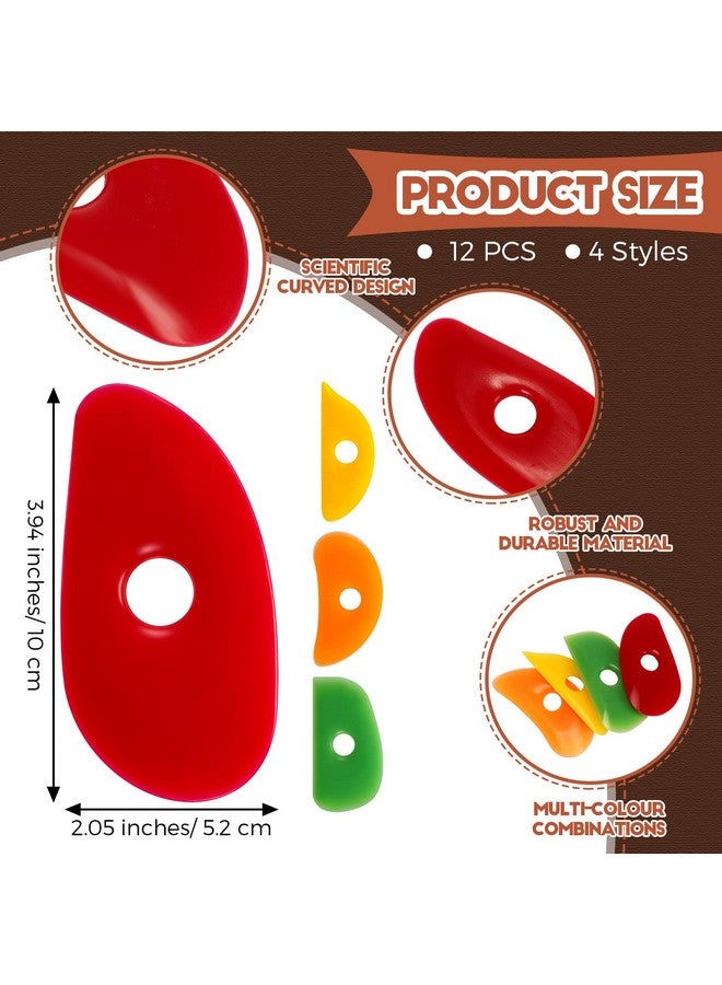 Sherr 12 Pcs Soft Rubber Rib For Pottery Clay Silicone Ceramics Tools Multi Styles Pottery Rubber Clay Ceramic Ribs For Diy Smooths Shapes Sculpting Pottery Ceramics Clay Tool (Classic Color Classic Style) - Image 2