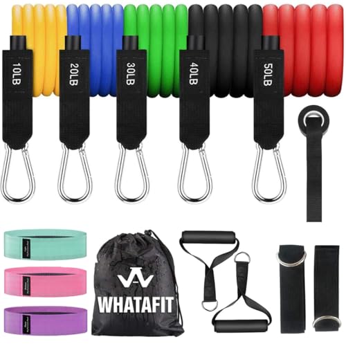 WHATAFIT Resistance Bands, Exercise Bands,Resistance Bands for Working Out, Work Out Bands with Handles for Men and Women Fitness, Strength Training Home Gym Equipment
