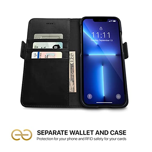 Dreem Fibonacci Wallet Case for iPhone 13 Pro Max 2in1 Detachable Vegan Leather Cover with Builtin KickStand RFID Blocking Card Holder MagSafe CompatibleBlack - Image 3