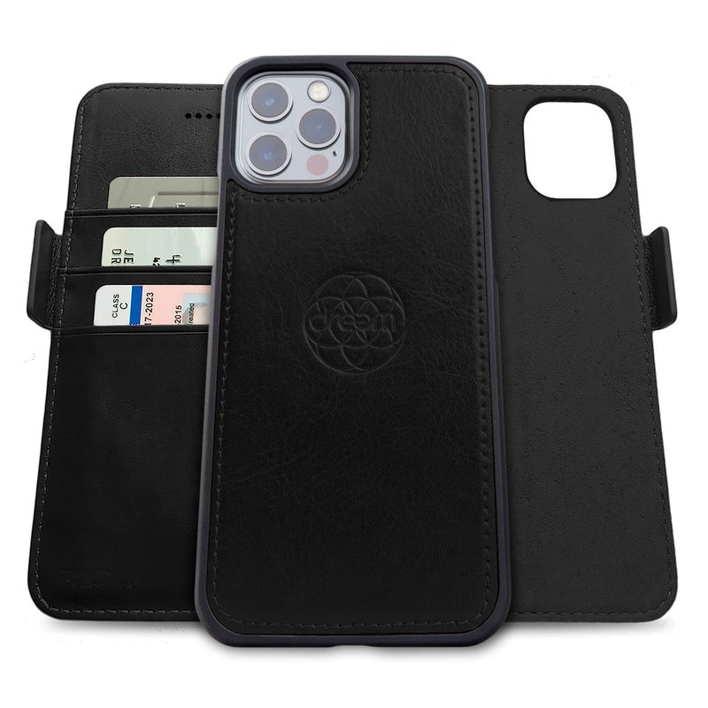 Dreem Fibonacci Wallet Case for iPhone 13 Pro Max 2in1 Detachable Vegan Leather Cover with Builtin KickStand RFID Blocking Card Holder MagSafe CompatibleBlack - Image 2