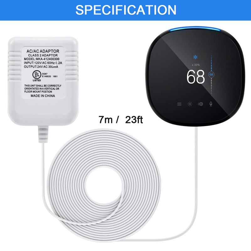 Hotop 24 Volt C Wire Adapter for Smart Thermostat, UL Listed 16.5ft Long Power Connector C Wire for All Versions of Smart Thermostat Compatible with Nest/Honeywell/Ecobee/Wyze - Image 5