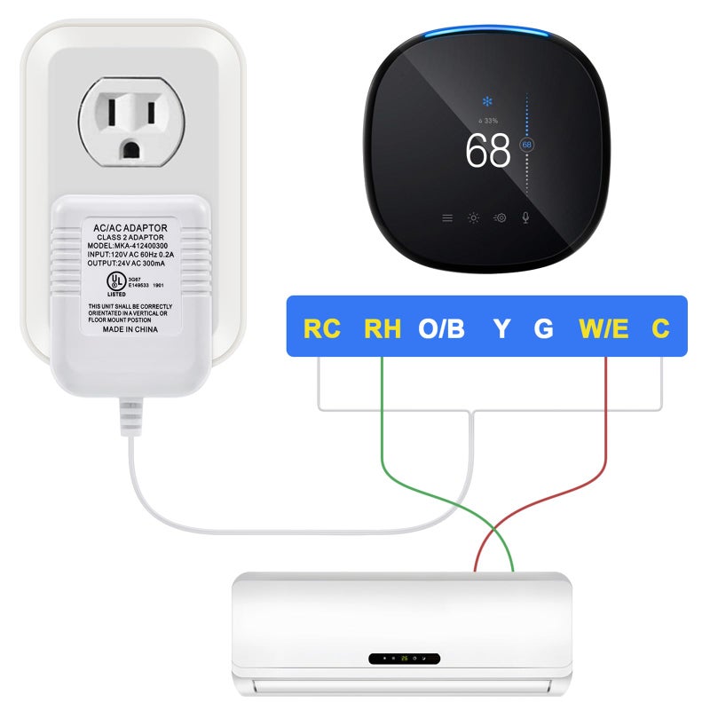 Hotop 24 Volt C Wire Adapter for Smart Thermostat, UL Listed 16.5ft Long Power Connector C Wire for All Versions of Smart Thermostat Compatible with Nest/Honeywell/Ecobee/Wyze - Image 3