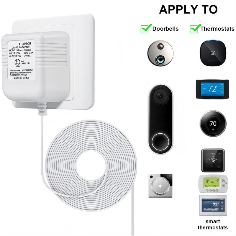 Hotop 24 Volt C Wire Adapter for Smart Thermostat, UL Listed 16.5ft Long Power Connector C Wire for All Versions of Smart Thermostat Compatible with Nest/Honeywell/Ecobee/Wyze - Image 2