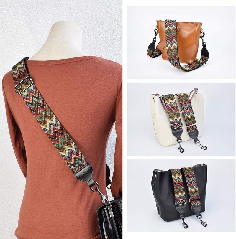 CLOUDMUSIC Banjo Strap Jacquard Woven With Leather Ends Gunmetal Clips(Coloful Waves) - Image 5