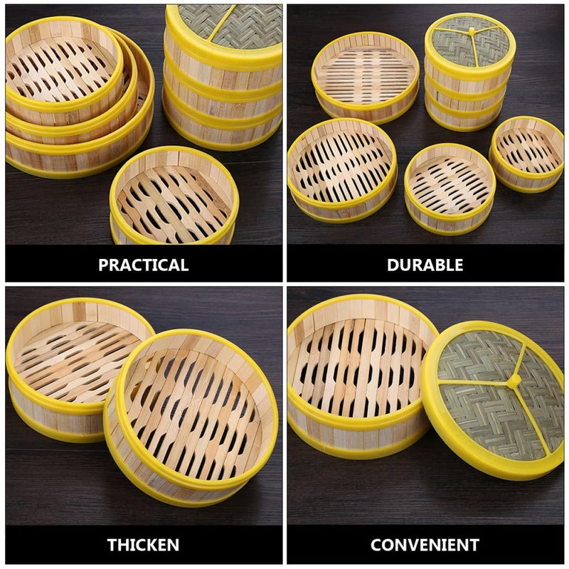 2pcs 13 5cm Natural Bamboo Steamer Basket For Dumplings Buns And Dim Sum - Image 4