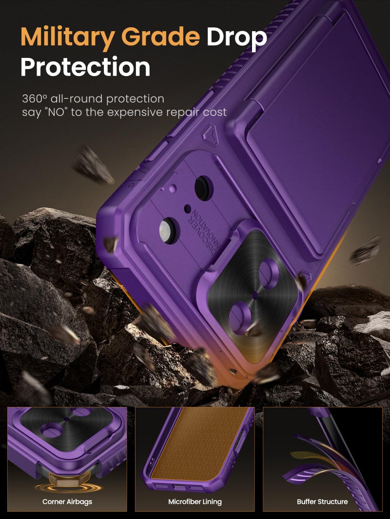 Vihibii for iPhone 17 Pro Max Case Wallet with Card Holder (4 Cards) [RFID Blocking] & Slide Camera Cover, Military Grade Drop Protection, Hard Back & Silicone Edge Phone Case 6.9" 2025, Dark Purple - Image 5