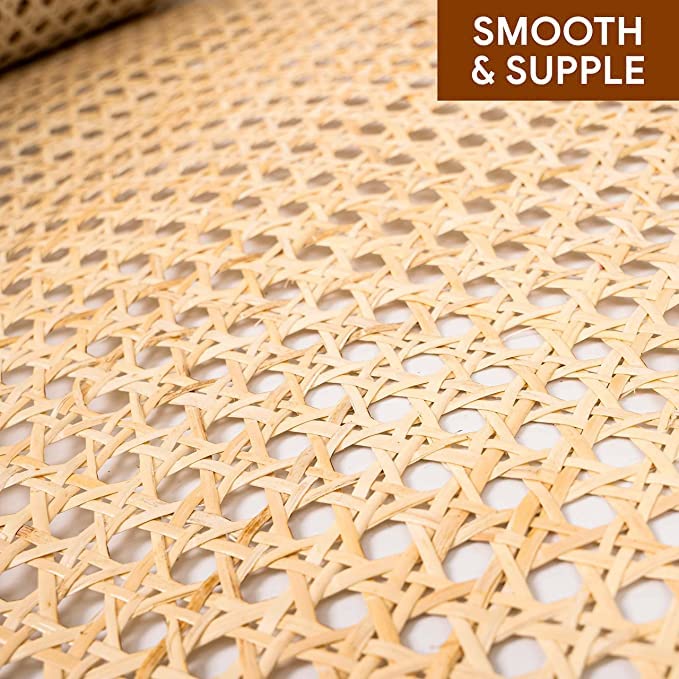 AJ Cane Store Cane Mesh Weaving Geometric Mat Roll for Furnishing Multicolor and Size (18 x 36, Natural Wood) - Image 4