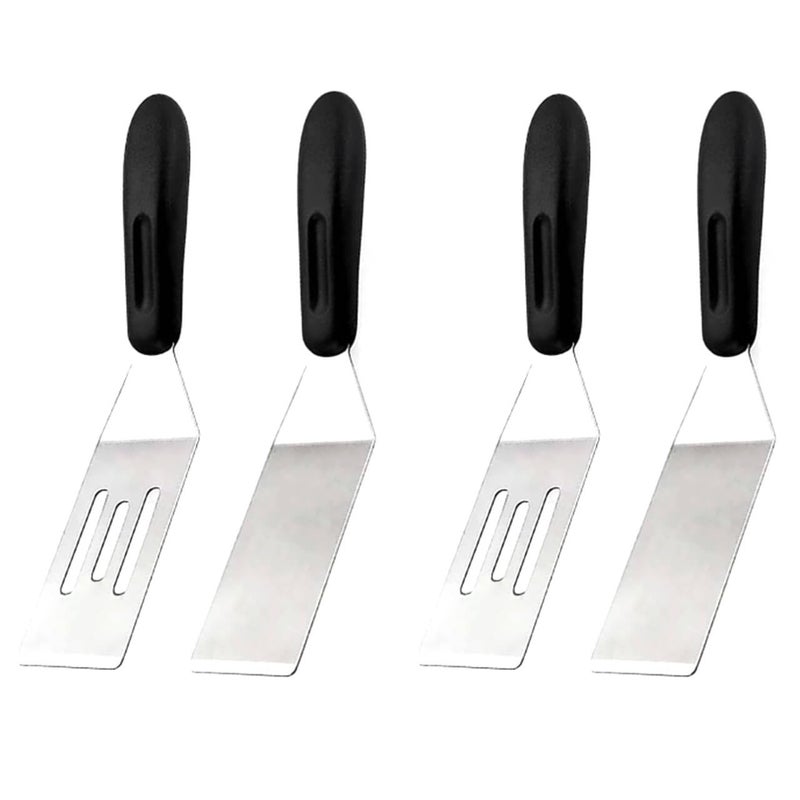 zuylikxy 4 Piece Mini Metal Spatula Set, Small Stainless Steel Serving and Cooking Turners for Brownies, Cookies, Lasagna, Pancakes, and Cake - Image 1