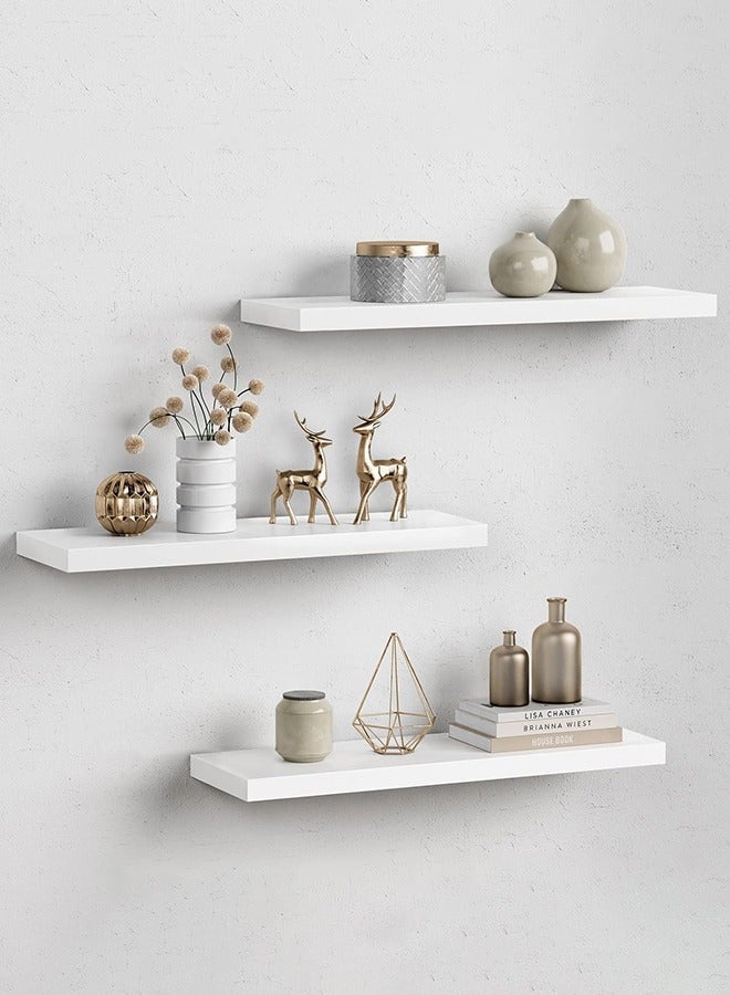 White Three-Layer Floating Shelves, Decorative Wall Bathroom Hanging Set, Kitchen Living Room/Kitchen/Bedroom Storage - Image 1