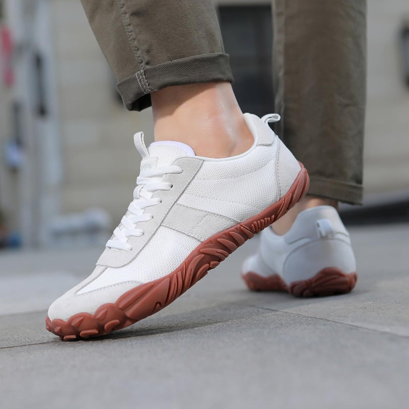 UBFEN Sneakers Barefoot Shoes for Womens Mens Minimalist Trail Running Hiking Comfortable Walking White Size US 10 Women/8.5 Men - Image 3