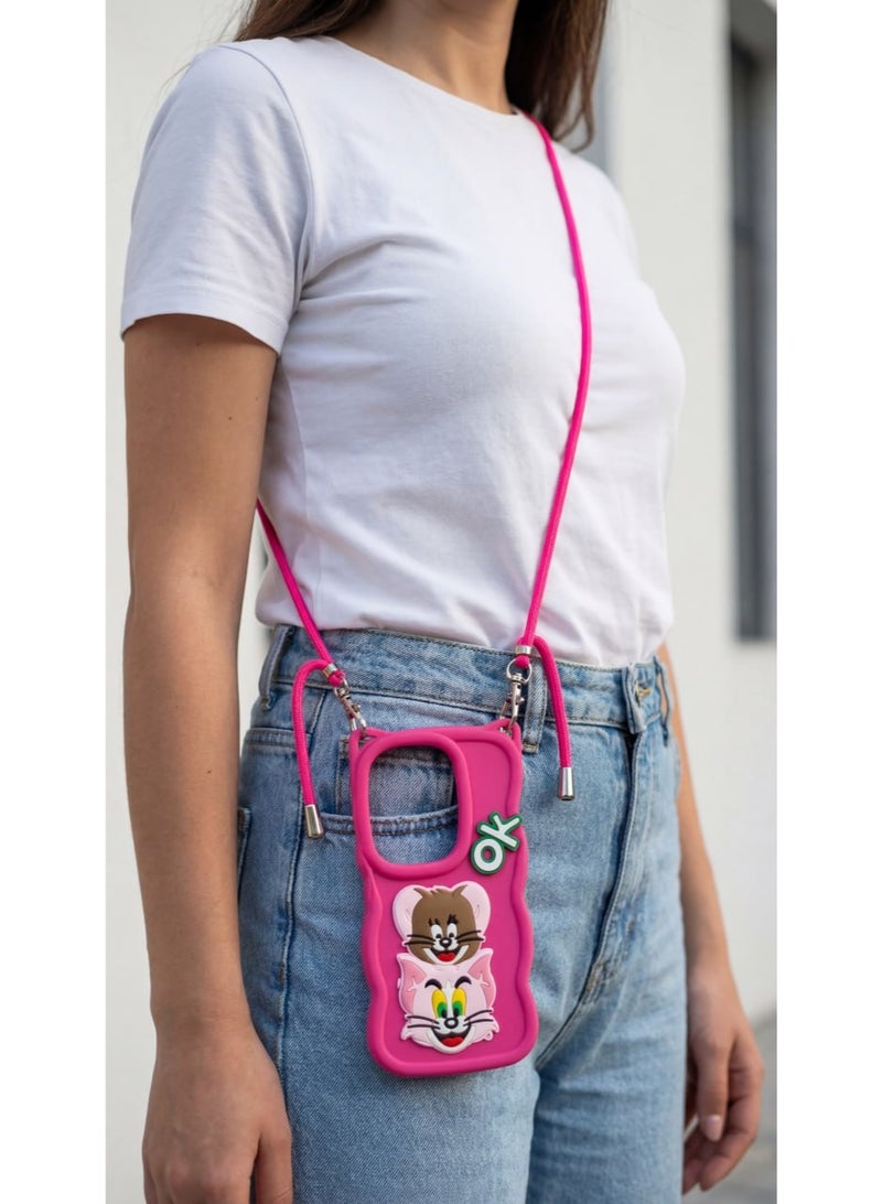 Elegant Back Case With a Distinctive Cartoon Design Compatible With The Phone Vivo Y29 With A Crossbody Chain - A Great Choice For Girls . - Image 1