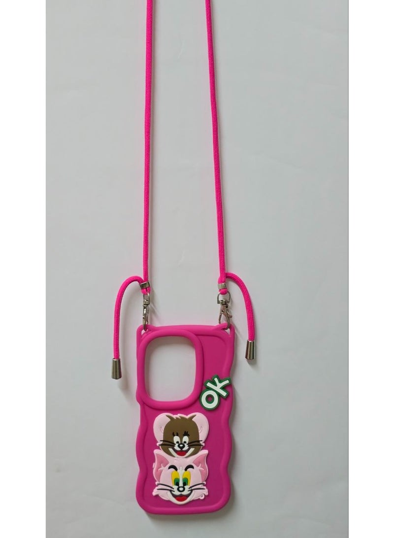 Elegant Back Case With a Distinctive Cartoon Design Compatible With The Phone Vivo Y29 With A Crossbody Chain - A Great Choice For Girls . - Image 2