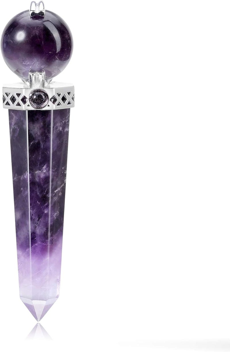 CrystalTears 3.2" Amethyst Crystal Wand Reiki Healing Crystal Point Prism Gemstone Wand Tumbled Poished Quartz Crystal Healing Stones for Meditation Wicca Crystal Therapy