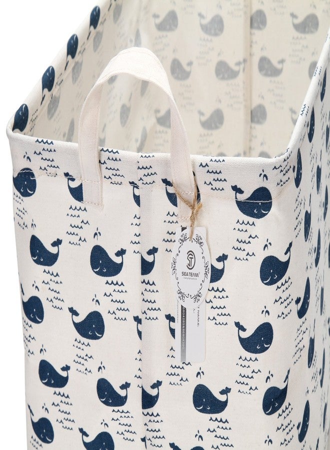 Sea Team 16.5" x 11.8" x 9.8" Square Natural Linen & Cotton Fabric Storage Bins Shelves Storage Baskets Organizers for Nursery & Kid's Room (Whale) - Image 5