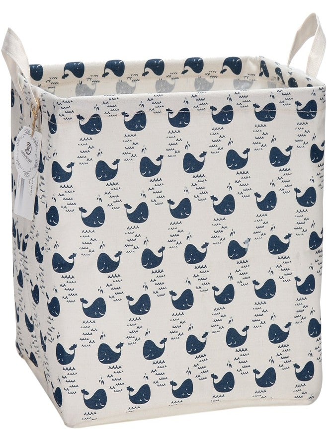 Sea Team 16.5" x 11.8" x 9.8" Square Natural Linen & Cotton Fabric Storage Bins Shelves Storage Baskets Organizers for Nursery & Kid's Room (Whale) - Image 1
