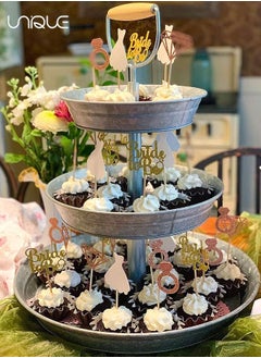 Unique 24pcs Bride To Be Cupcake Topper Sparkling Glitter Rose Gold Diamond Ring Wedding Dress Cake Toppers for Engagement Wedding Bachelorette Party Bridal Shower Party Decoration  - Image 5