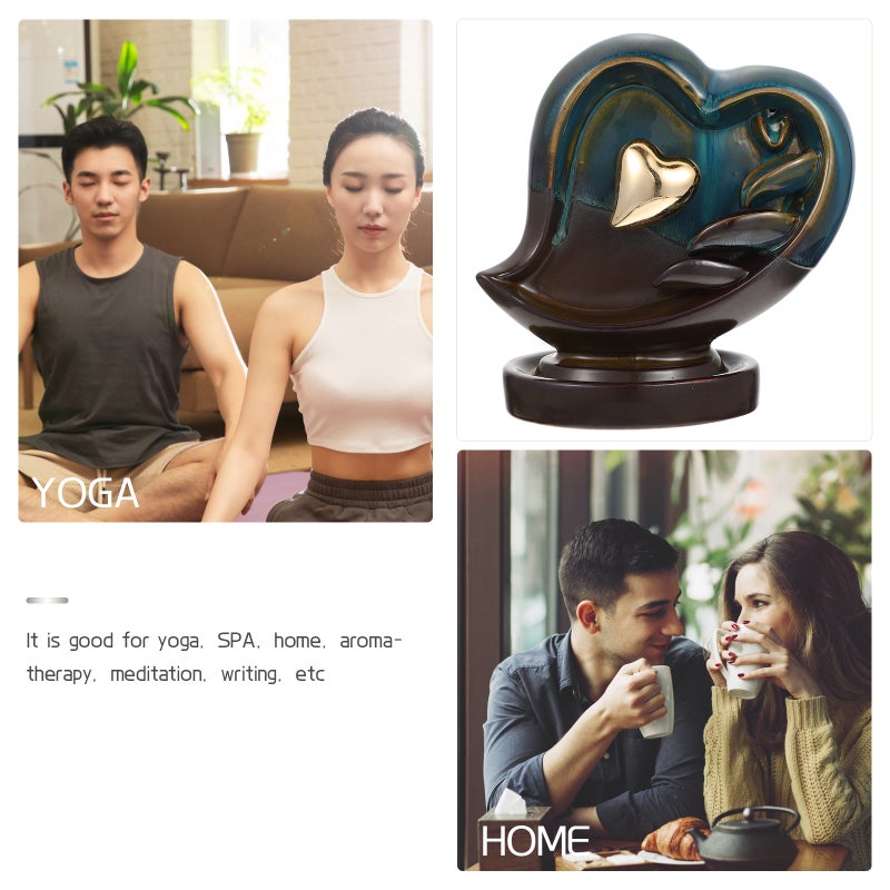 Ceramic Waterfall Incense Burner Heart-shaped Backflow Incense Cone Holder - Image 5
